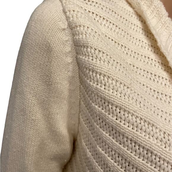 G by Guess Cream ling sleeve waterfall open knit cardigan size medium - Picture 3 of 14